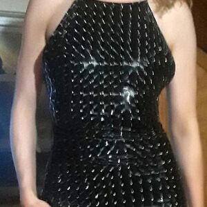 Black Holographic Vinyl Dress